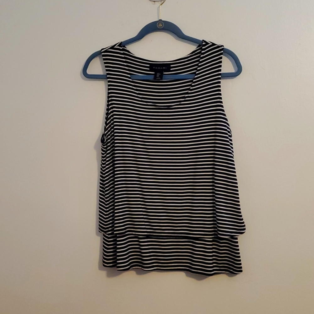 **EUC Tahari Two Tier Striped Tank Top